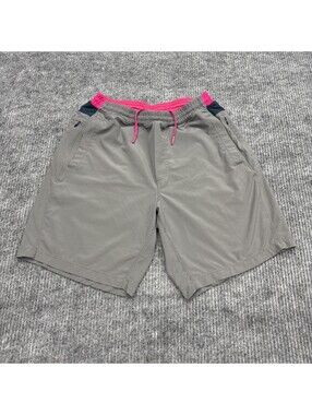 Birddogs Gym Shorts Mens Large Long Gray Lined Elastic Waist Pockets Performance
